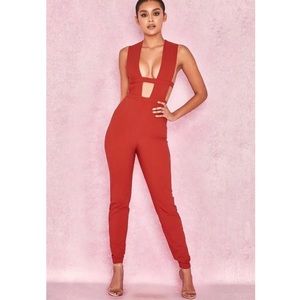 Orange Plunge Jumpsuit - XS